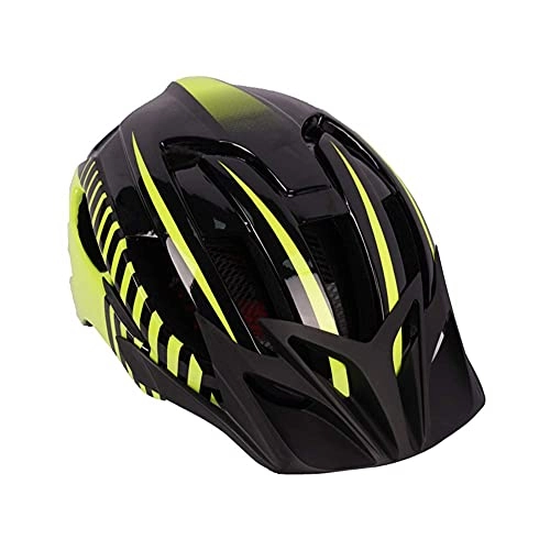 Mountain Bike Helmet : Pkfinrd Cycle Helmet, Mountain Bicycle Helmet with Taillight Adjustable Comfortable Safety Helmet for Outdoor Sport Riding Bike (Fits Head Sizes 54-62Cm) (Color : Yellow)