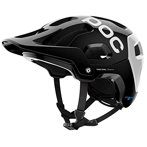 Mountain Bike Helmet : POC Tectal Race Spin Helmet, Unisex Adult, unisex-adult, 10511, Uranium Black / Hydrogen White, M-L / 55-58