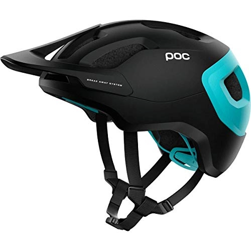 Mountain Bike Helmet : POC Unisex's Axion SPIN Cycling Helmet, Uranium Black / Kalkopyrit Blue Matt, MLG