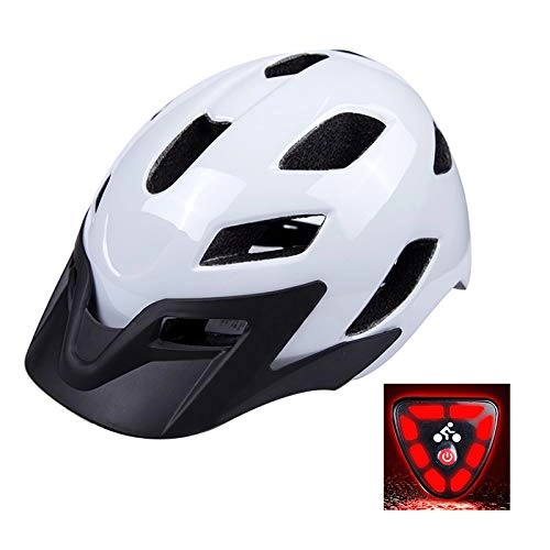 Mountain Bike Helmet : QIEP Bicycle LED Night Riding Helmet, Removable Sun VisorAdult Men, Women And Teenagers Can Adjust Road And Mountain Bike Helmets-White