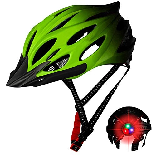 Mountain Bike Helmet : QIEP Lightweight And Convenient Roller Skating Helmet, Detachable Sun Visor Adult Men And Women / Youth Road And Mountain Bike Helmet-Greenplustaillight