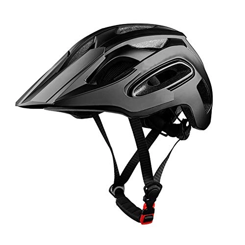 Mountain Bike Helmet : QIEP Riding off-road mountain bike helmets, detachable sun visor adult men and women / youth charging taillights road and bicycle helmets-black1