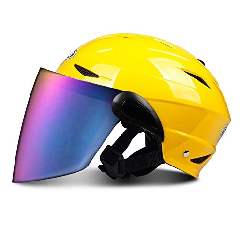 Mountain Bike Helmet : QIEP Riding Scooter Helmet Rotatable Sun Visor, Adult Men And Women / Youth Comfortable Road And Mountain Bike Helmet-Yellowhelmetwithcoloredlenses