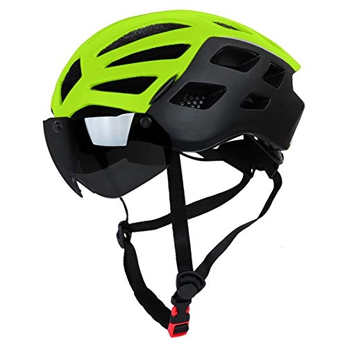 Mountain Bike Helmet : QIEP Scooter Sunglasses Taillight Helmet, Detachable Sun Mirror Adult Men And Women / Youth Road And Mountain Bike Helmets-green
