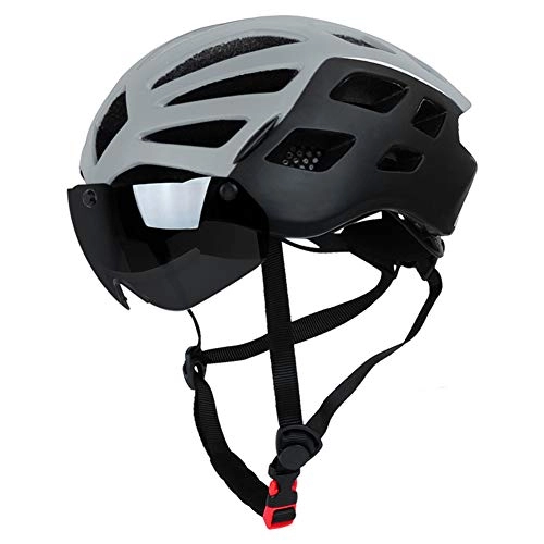 Mountain Bike Helmet : QIEP Scooter Sunglasses Taillight Helmet, Detachable Sun Mirror Adult Men And Women / Youth Road And Mountain Bike Helmets-grey