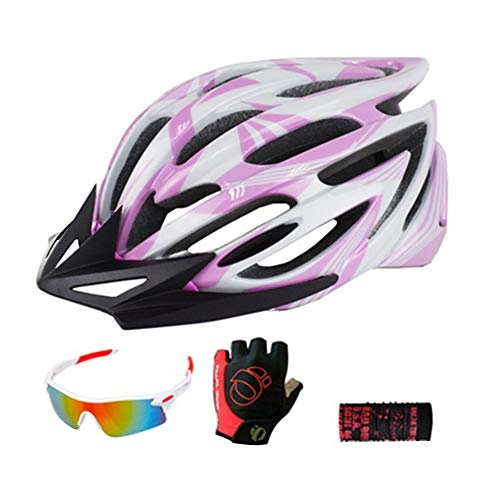 Mountain Bike Helmet : QIEP Ultra-light Skating Helmet, Detachable Sun VisorAdult Men, Women And Teenagers Can Adjust Road And Mountain Bike Helmets-Pink-M(54 / 58cm)