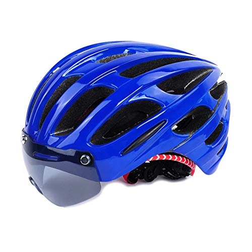 Mountain Bike Helmet : QIEP Ultralight Bike Sunglasses Helmet, Detachable Sunshade, Adult / Men And Women Can Adjust Road And Mountain Bike Helmet-blue