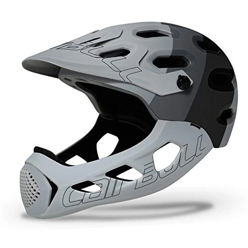 Mountain Bike Helmet : QKFON Bicycle Helmet with Removable Protective Chin Bar Mountain Cross-country Bicycle Full Face Helmet Extremely Sports Safety Helmet for Mountain Bike Road Bike 56-62cm