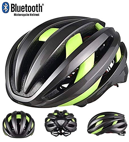 Mountain Bike Helmet : QMZDXH Smart Cycle Helmet Mens, Smart Cycling Helmet Bluetooth, Road Mountain Cycling Helmets With LED Safety Light, Rechargeable, for Adults Men / Women (21-24in)