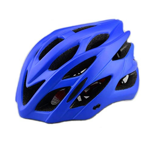 Mountain Bike Helmet : QPLNTCQ Cycle Bike Helmet Goggles Bicycle Helmet with Tail Light for Men Women Riding Mountain Road Bike Adjustable Cycling Helmets (Color : Blue, Size : Free)