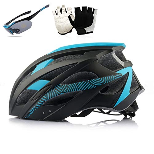 Mountain Bike Helmet : QZH Cycle Bike Helmet, Bicycle Helmet with Goggles And Glove Road Biking MTB Mountain Cycling Helmet for Adult Men Women Unisex 20-23 In, C