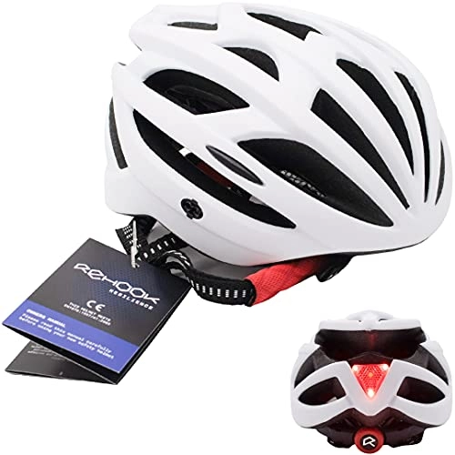 Mountain Bike Helmet : Rehook Resilience - CE Certified Cycling Helmet with Bright LED Safety Light and Detachable Visor, Bicycle Helmet for Adults Men / Women Road Cycling & Mountain Biking