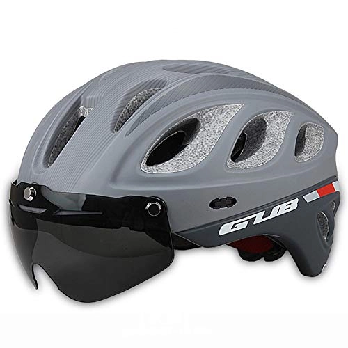 Mountain Bike Helmet : Road Mountain Bike Goggles Helmet Cycling Riding Helmet Integrated Hard Hat Equipment Men And Women, Gray