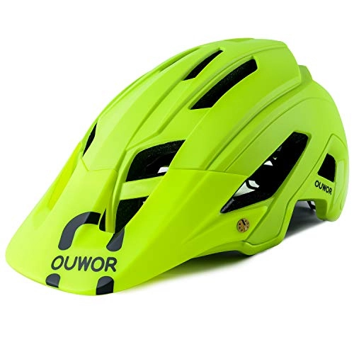 Mountain Bike Helmet : Road & Mountain Bike MTB Helmet for Adult Men Women Youth, with Removable Visor and Adjustable Dial (Fluorescent Green)