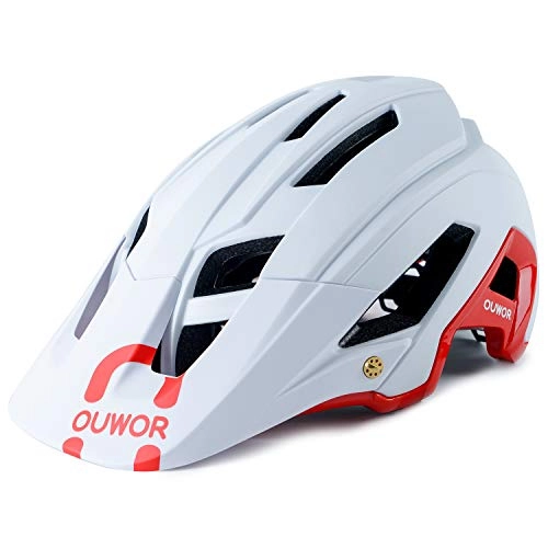 Mountain Bike Helmet : Road & Mountain Bike MTB Helmet for Adult Men Women Youth, with Removable Visor and Adjustable Dial (White)