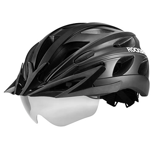Mountain Bike Helmet : ROCK BROS Bike Helmet for Men Women Cycling Helmet with Removable Goggles & Sun Visor Mountain & Road Bicycle Helmet