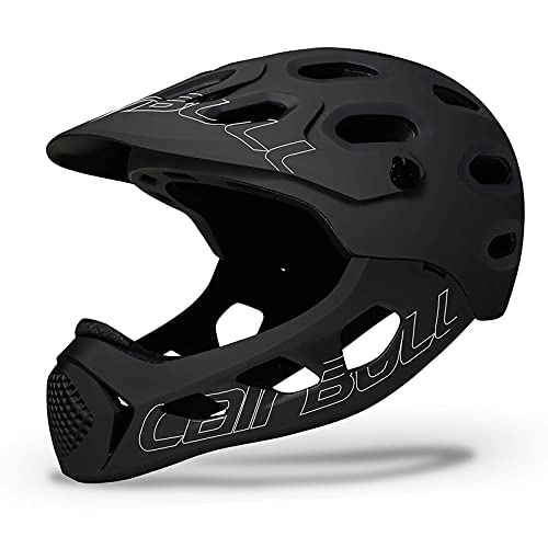 Mountain Bike Helmet : RTYEW Full Face Mountain Bike Helmet, Detachable Chin Guard and Antibacterial Pad Bike Helmets, CE Safety Certification(Fits Head Sizes 56-62cm)