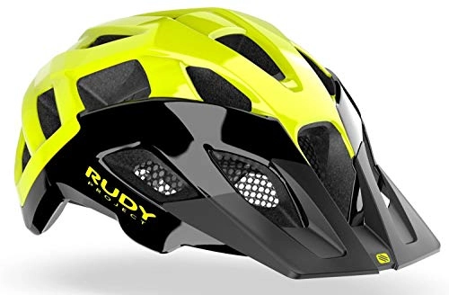 Mountain Bike Helmet : Rudy Project Crossway MTB Helmet – Black / Yellow Fluo Shiny, Head Circumference: S-M 55-58 cm