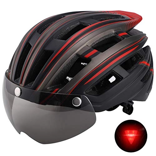 Mountain Bike Helmet : SASKATE Adults Bike Helmet, Lightweight Cycling Helmets & Accessories, Adjustable MTB Helmets, Unisex Men Women Safety Helmet with LED Light and Goggles