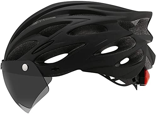 Mountain Bike Helmet : SDFOOWESD bicycle helmet mtb helmet allround cycling helmets Bicycle Helmet for Men / Women Road &Amp; Mountain Bicycle Helmet with Sun Visor and Night Riding Taillights, Adjustable Size(Color:Black