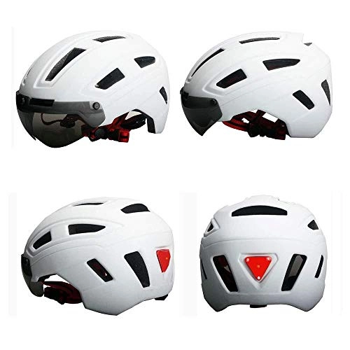 Mountain Bike Helmet : Sebasty Full-Face Helmets Bicycle Helmet Lamp Removably Magnetic Mountain Bike Helmet Visor Adjustable Size 52-62CM Riding Helmets Worn By Men And Women Can Taillights