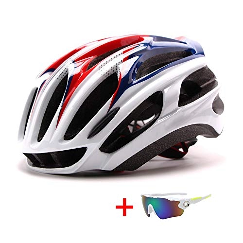 Mountain Bike Helmet : SGEB Bicycle Helmet With Sunglasses Mountain Bike Road Bike Helmet Sports Breathable Riding Cycling Helmet, Red Blue, L(57-63)