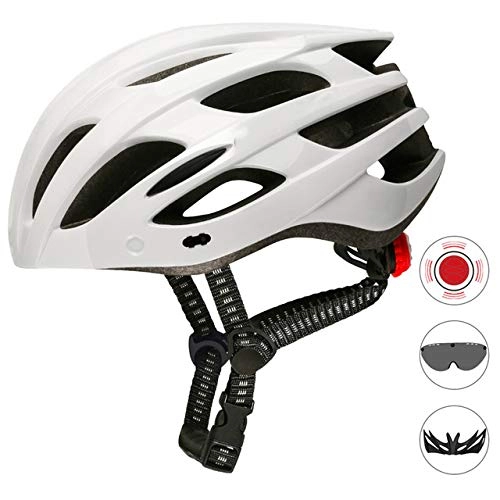 Mountain Bike Helmet : SGEB In Mold Cycling Helmet With Detachable Visor Lens Sports Ultralight Mountain Bicycle Road Bike Helmet With Rear Light, White