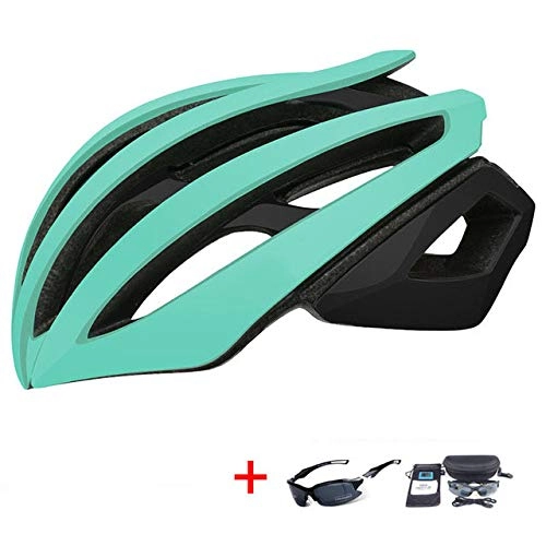 Mountain Bike Helmet : SGEB Road Mountain Bike Helmet With Sunglasses Ultralight Riding Cycling Helmet Men Women Sports Bicycle Helmet, Lake Green, L(58-61)