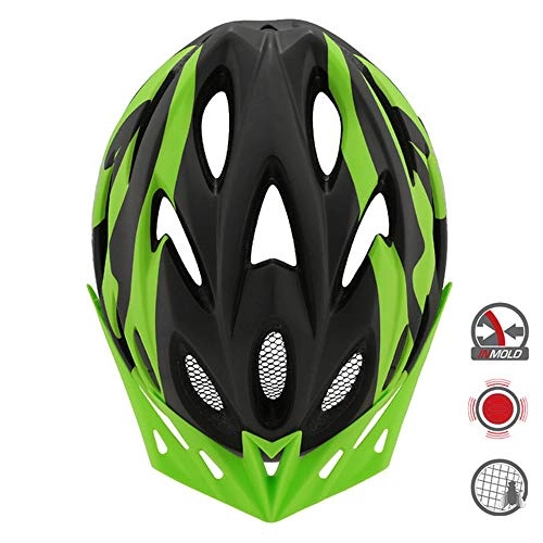 Mountain Bike Helmet : SGEB Ultralight Mountain Bike Road Bike Helmet With Taillight Integrally Molded Racing Cycling Helmet Bicycle Helmet, Black Green, M(54-58)