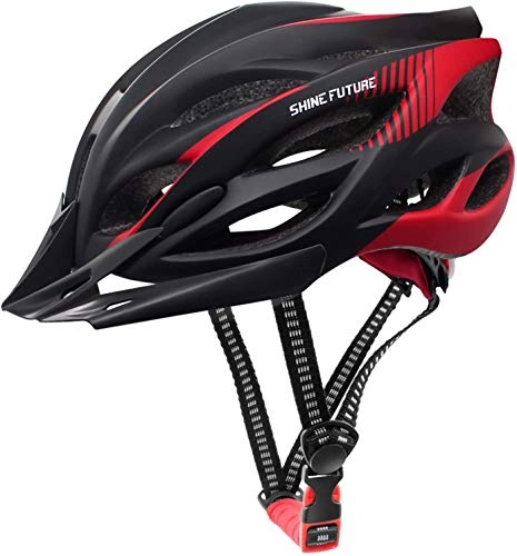 Mountain Bike Helmet : shine future Bike Helmet for Adult, Adjustable Lightweight Bike Helmets for Men & Women, Road and Mountain Bike Helmet with Detachable Visor & Rear LED Light