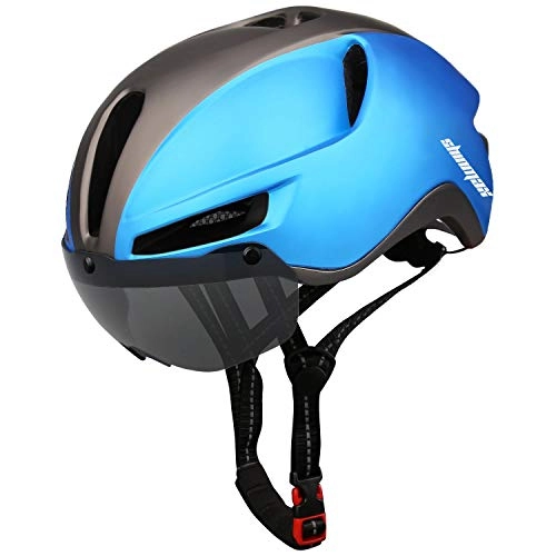 Mountain Bike Helmet : Shinmax Bicycle Helmet with Detachable Sun Visor CE Certified Mountain Road Cycle Helmet for Men and Women Lightweight and Breathable Adult Bike Helmet with Detachable Safety Rear Led Light (RC-088)