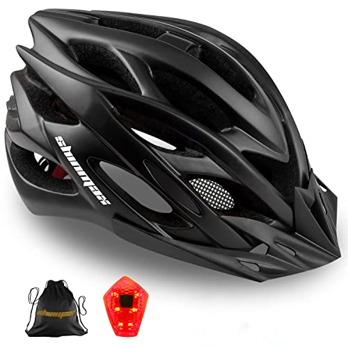 Mountain Bike Helmet : Shinmax Bicycle Helmet with Safety LED Light, CE Certified Adjustable Specialized Mountain & Road Cycle Helmet for Men Women Super Light Bike Helmet Adult Bike Helmet Backpack with Detachable Visor