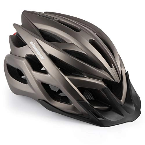 Mountain Bike Helmet : Shinmax Bicycle Helmet with Safety LED Light, CE & Stvzo Certified Specialized Mountain Road Bike Helmet for Unisex Men Women Super Light Cycle Helmet Adult Bike Helmet with Backpack & Detachable Visor