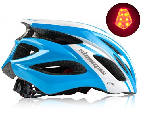 Mountain Bike Helmet : Shinmax Bike Helmet, Helmet Bike Adult with Safety LED Light Bicycle Helmet with Visor Storage Backpack, Lightweight Adjustable Cycling Helmet Specialized Mountain Road Bike Helmet for Men Women 57-62CM