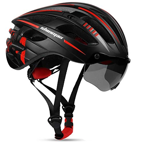 Mountain Bike Helmet : Shinmax Bike Helmet, Helmet Bike Adult with USB Led Light Bicycle Helmet with Magnetic Goggle Visor, Adjustable Specialized Mountain Bike Helmet, Cycling Road Helmet for Adult Men Women Size 57-62CM