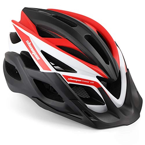 Mountain Bike Helmet : Shinmax Bike Helmet, MTB Helmet with Detachable Visor, with LED Warning Light Mountain Helmet Helmet, Cycling Helmet Men & Women Riding Helmet for Adult CE, Stvzo Certificate