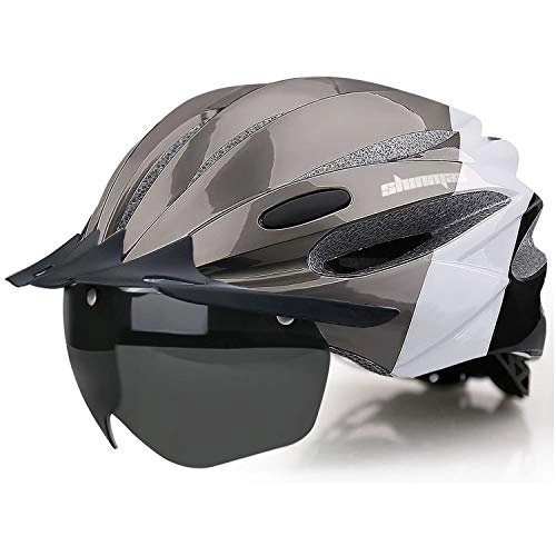 Mountain Bike Helmet : Shinmax Bike Helmet with LED Light Cycling Helmet with Rechargeable USB Light MTB Helmet Removable Sun Visor Detachable Magnetic Goggles Bicycle Helmet BMX Riding Adjustable Size Adult Cycling Helmet.