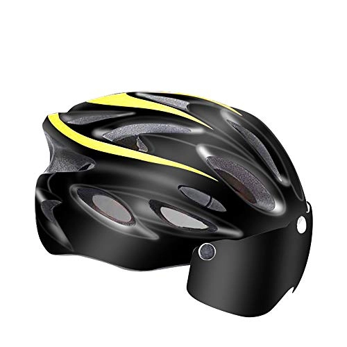 Mountain Bike Helmet : SHR-GCHAO Mountain Bike Helmet, Safety Glasses with Goggles And Lights, Road Bike Equipment for Men And Women, for Safety in Outdoor Sports (One Size), black yellow