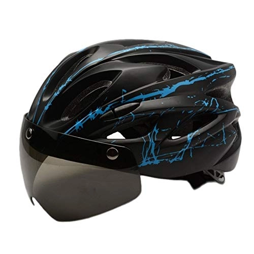 Mountain Bike Helmet : shuai Bike helmet，Bicycle Riding Magnetic With Goggles Helmet Mountain Bike Integrated Molding Helmet Outdoor Riding Equipment Impact resistance (Color : D)