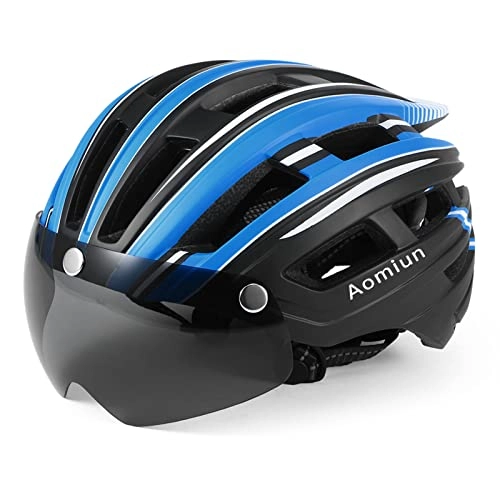 Mountain Bike Helmet : skrskr Aomiun Mountain Bike Helmet Motorcycling Helmet with Back Light Detachable Magnetic VisorProtective for Men Women