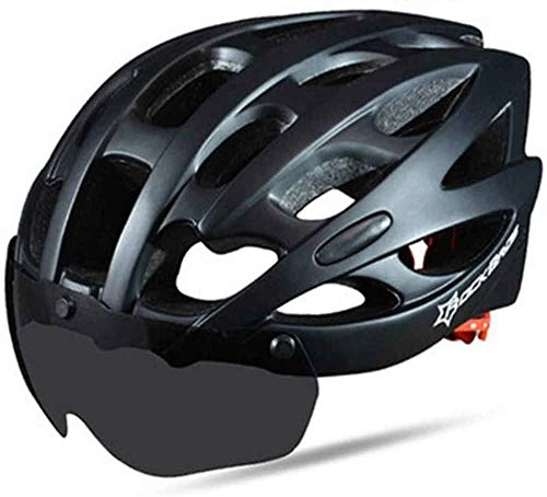 Mountain Bike Helmet : SNFHL Bicycle Helmet with Glasses Mountain Bike Helmet Mountain Road Bike Helmet, Noir