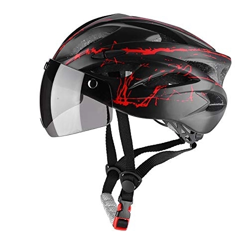 Mountain Bike Helmet : SOONHUA Adult Mountain Road Bike Safety Helmet Lightweight Cycling Accessory with Goggles(red)