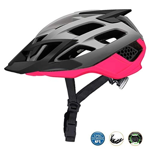 Mountain Bike Helmet : Specialized Bike Helmet for Adult, Adjustable CPSC CE Certified Safety Cycling Helmets with Removable Visor, Ultralight Bicycle Helmets for Men Women Mountain and Road ( Color : D , Size : M=(52~57CM) )