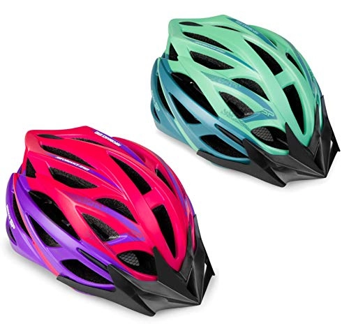 Mountain Bike Helmet : Spokey Women's Bicycle Helmet with Visor Mountain MTB 27 Vents, womens, turquoise, L 58-61cm