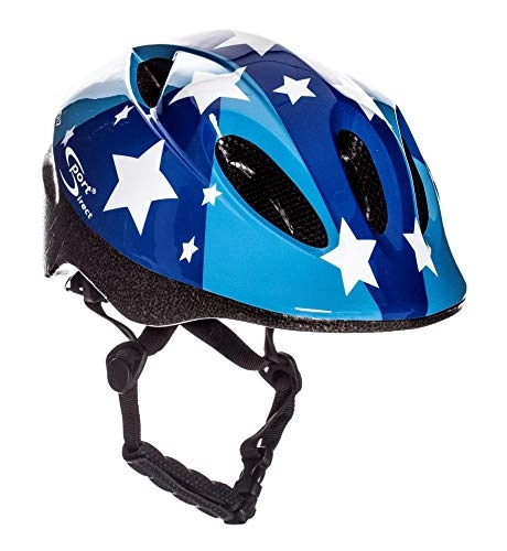 Mountain Bike Helmet : Sport Direct Boy's Silver Stars Bicycle Helmet - Blue, Size 48-52