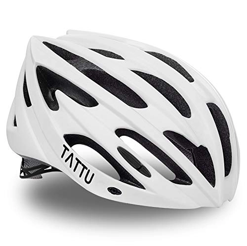 Mountain Bike Helmet : TATTU Ultralight Bike Helmet for Adult and Child with Detachable Visor, Airflow Cycling Helmet for Road Cyclist, Mountain Biker and Urban Commuter - White / Small