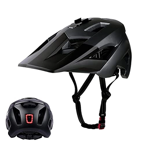 Mountain Bike Helmet : TeeFly Bike helmet MTB with LED light Mountain bike helmet with removable visor Breathable bike helmets Adjustable bike helmets for adults men women