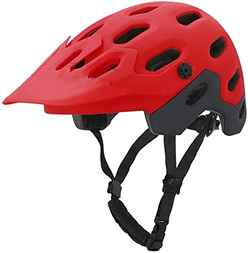 Mountain Bike Helmet : THV -Women's Adult Men's Helmet, Lightweight, Bicycle Helmet with Detachable Brim, 53-58Cm Adjustable Size Scooter Skating Bicycle Helmet, Red