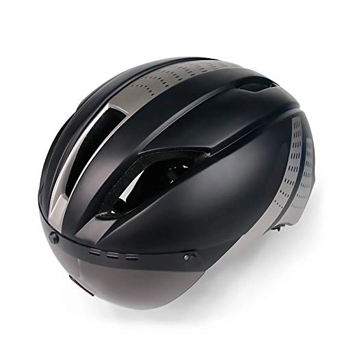 Mountain Bike Helmet : TONGDAUR Motorcycle Helmet Mountain Road Bicycle Helmet Adult Helmet Integrated Windproof Glasses Helmet Outdoor Sports Riding Equipment (Color : Gray)