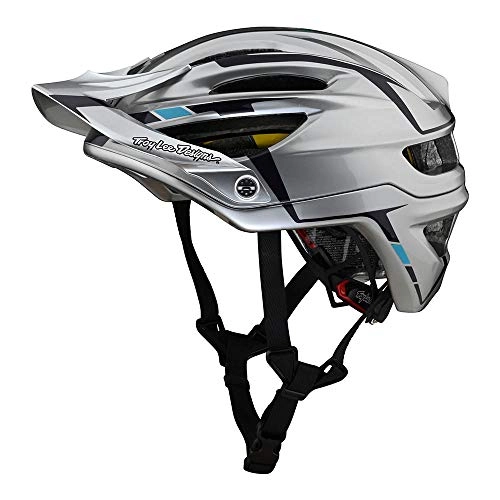Mountain Bike Helmet : Troy Lee Designs Adult | All Mountain | Mountain Bike Half Shell A2 Helmet Sliver W / MIPS (Silver / Burgundy, MD / LG)